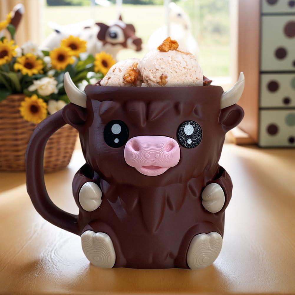 Christmas Gifts Cute Cow Style Ice Cream Pint Holder with Handle and Spoon – Reusable Antifreeze Cooler Sleeve for Ice Cream, Drinks, and Desserts – Funny Cow Gifts for Ice Cream Lovers