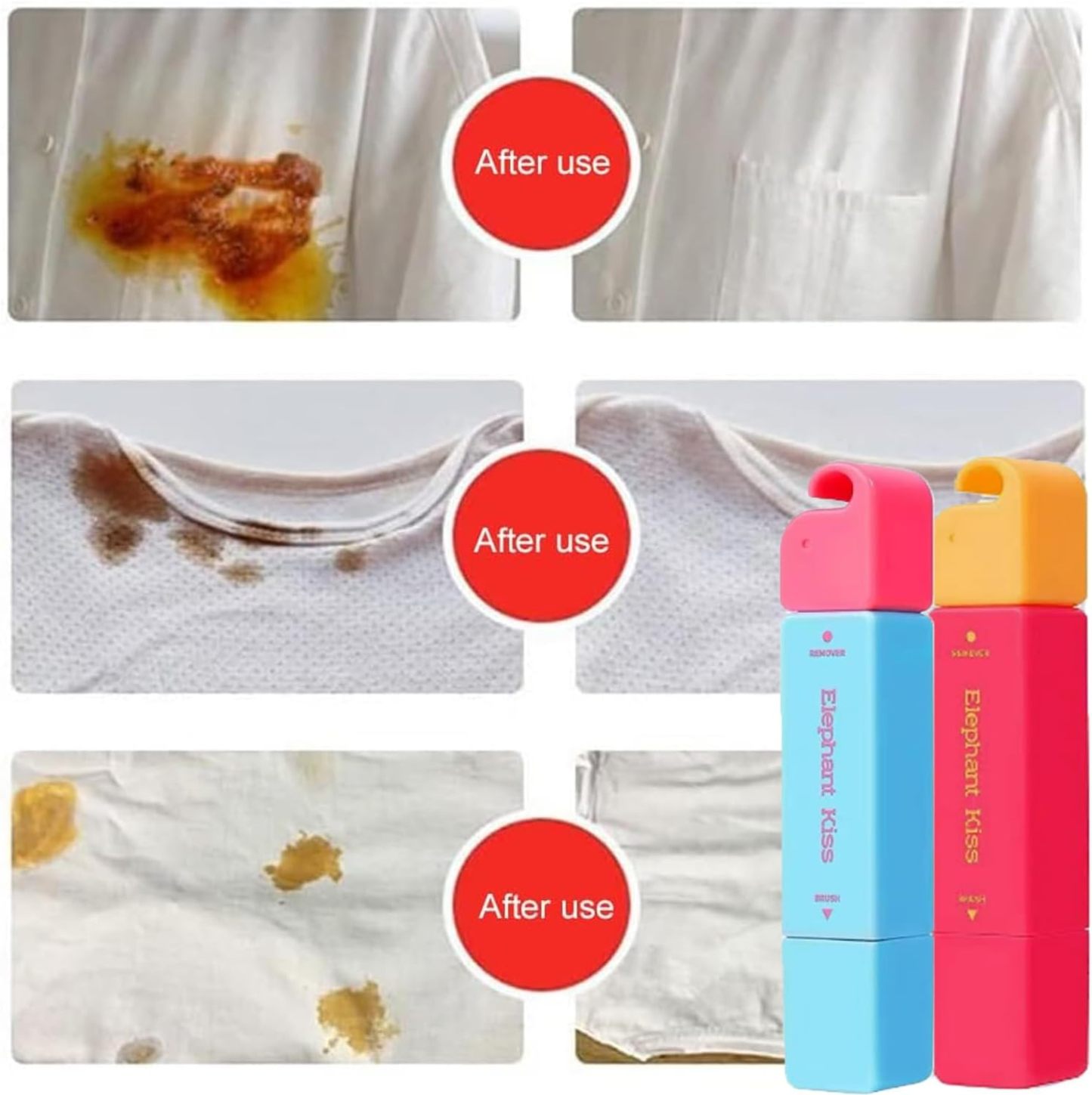 Stain Remover Pen, 2-in-1 Active Eraser & Brush for Clothes, Instant Stain Remover Keychain for On-the-Go Cleaning, Tackles Stubborn Stains & Safe on Fabrics