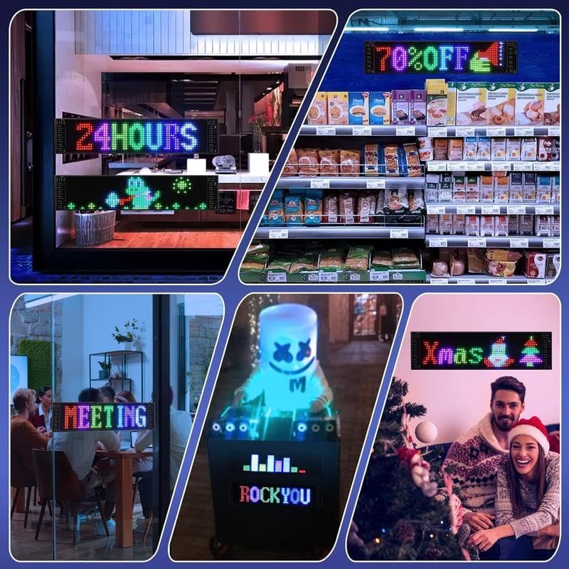 Flexible LED Devil Eyes Windshield Sign Animated Display Panel for Cars & Trucks with Remote Control & Bluetooth App Custom LED Sign for Bars, Shops, Hotels