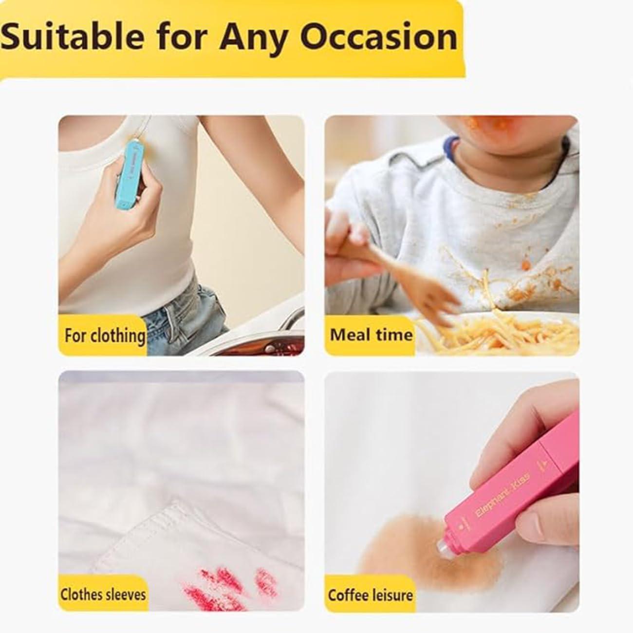 Stain Remover Pen, 2-in-1 Active Eraser & Brush for Clothes, Instant Stain Remover Keychain for On-the-Go Cleaning, Tackles Stubborn Stains & Safe on Fabrics