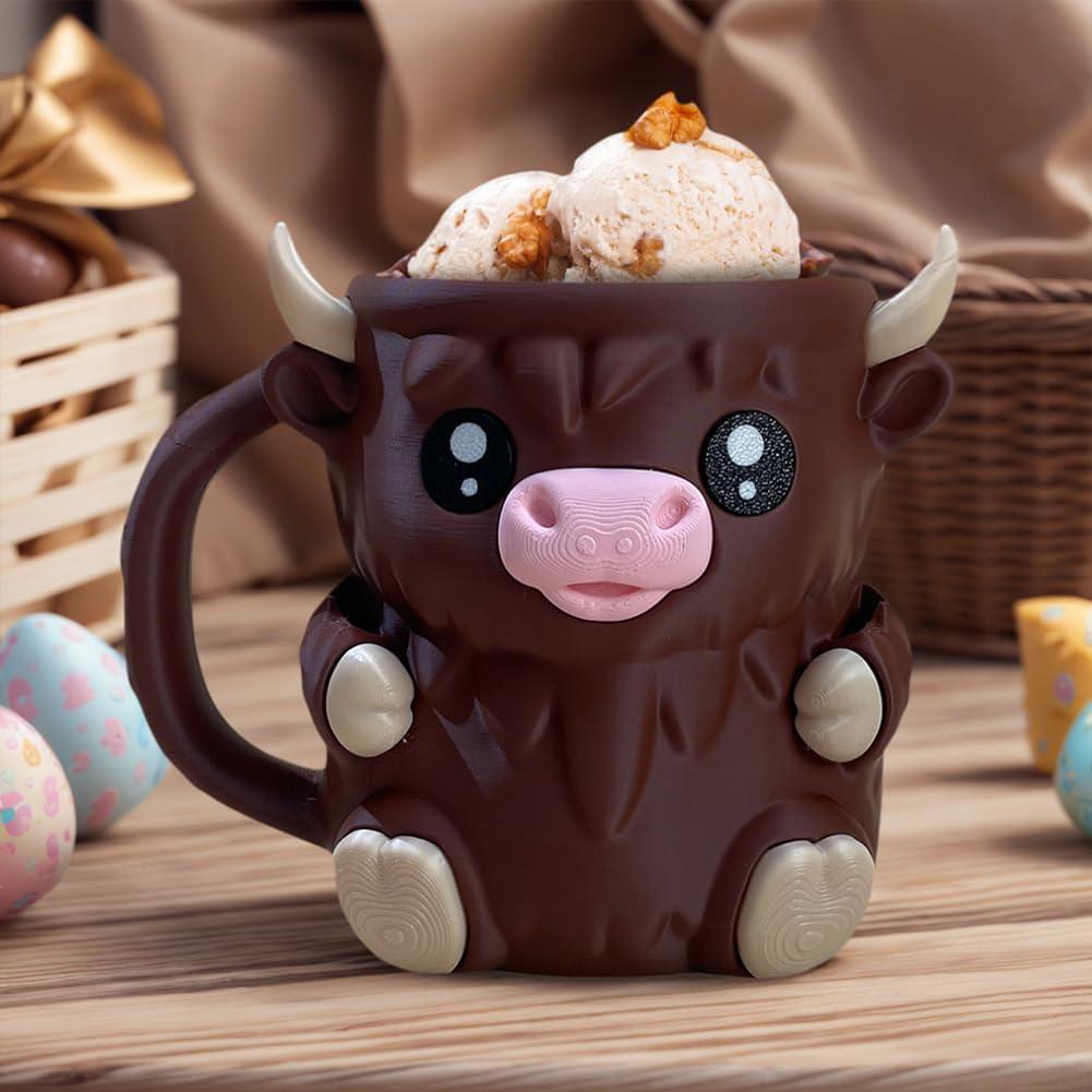 Christmas Gifts Cute Cow Style Ice Cream Pint Holder with Handle and Spoon – Reusable Antifreeze Cooler Sleeve for Ice Cream, Drinks, and Desserts – Funny Cow Gifts for Ice Cream Lovers