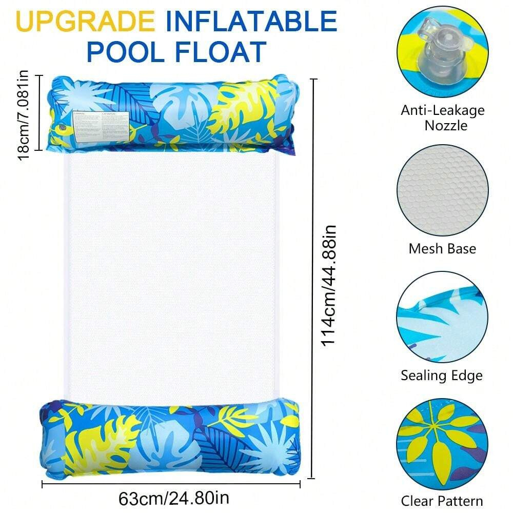 1-Piece Inflatable Floating Hammock Leaf-Shaped Double-Tube Pool Float for One Person, Foldable Water Lounger for Beach & Pool