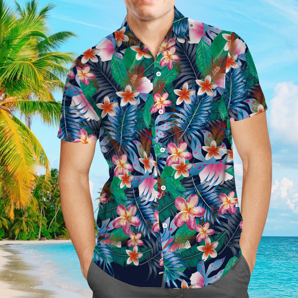 Men's Hawaiian Shirt Colorful Flowers Pattern Aloha Beach Shirt From Size S to 5XL Tropical Shirt For Him