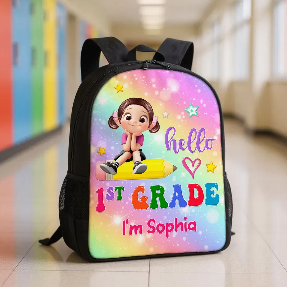 Custom Backpack for Kids | Whimsical Pencil Ride Design, Perfect Back to School Gift