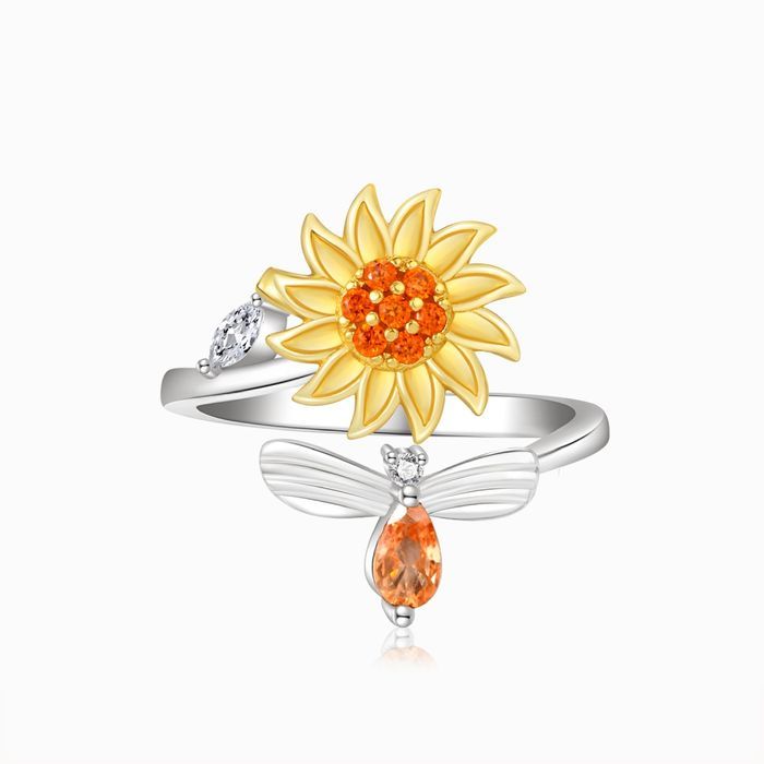 Anxiety Ring Anxiety Relief Decompression Daisy Adjustable Ring Jewelry Gift for Her - soufeelus
