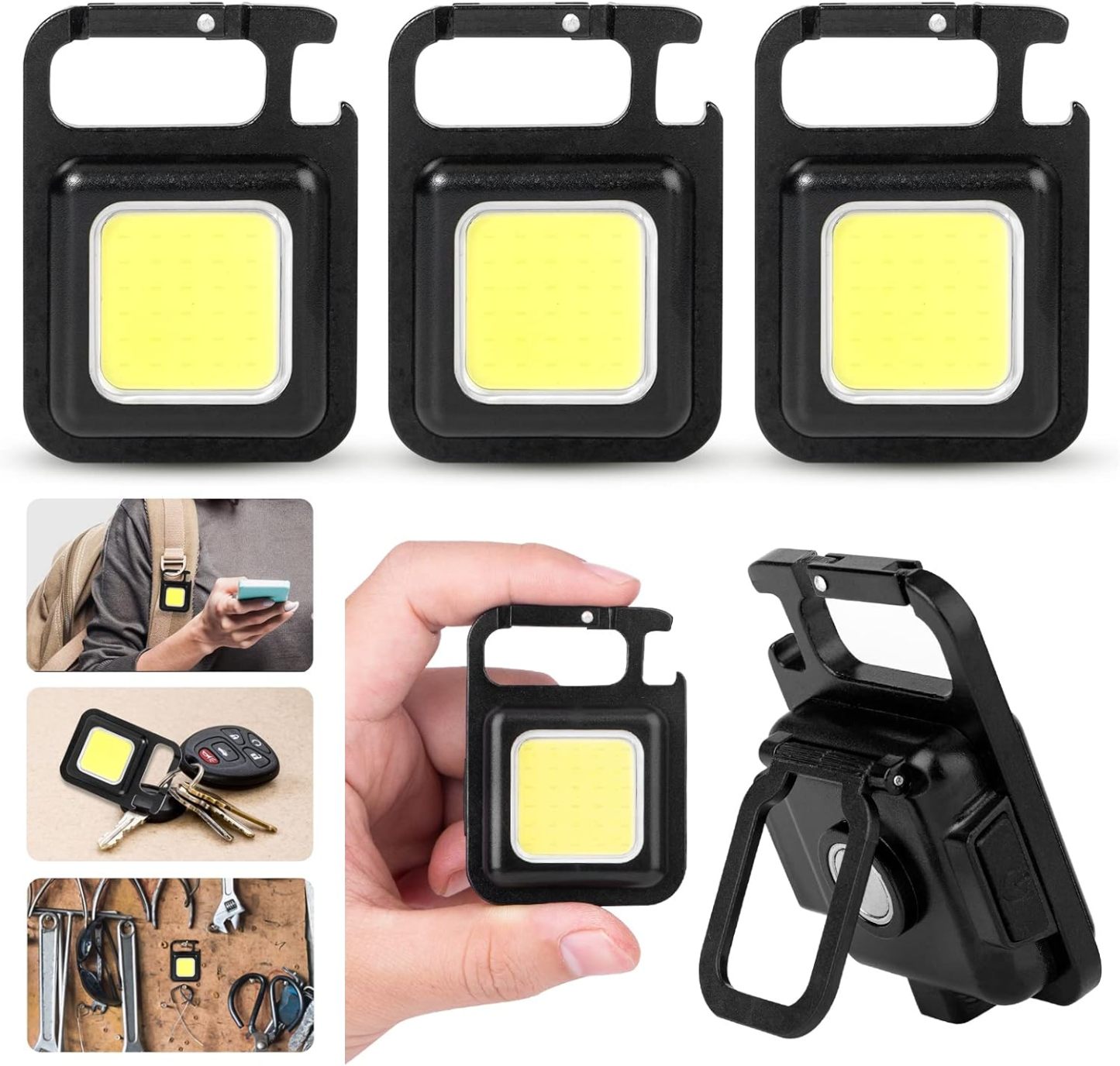 Multifunctional Mini Flashlight – 500 Lumens Keychain Light, USB Rechargeable, 4 Modes, Magnetic, Bottle Opener, Bracket for Hiking & Emergency Use