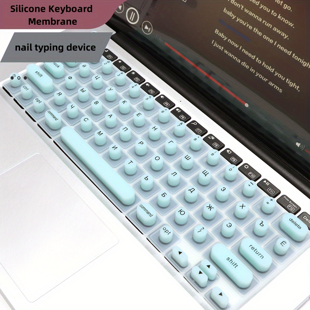 Silicone Keyboard Protector with Long Nail Keycaps | Scratch-Resistant Laptop & Desktop Cover, Durable Protective Film for Office, Home & Workstation Use | Elegant & Practical Keyboard Cover