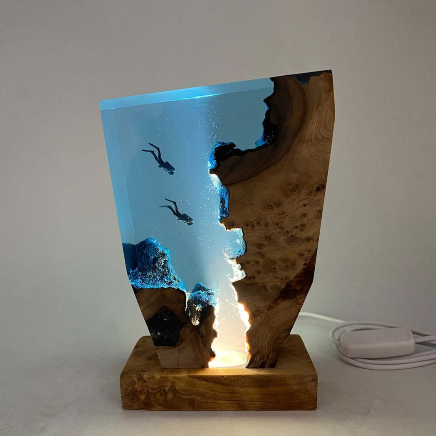 Art Resin Lamp Night Light Scuba Couple Diver Home Decor Gift Unique Christmas Gift Birthday Gift Ideas