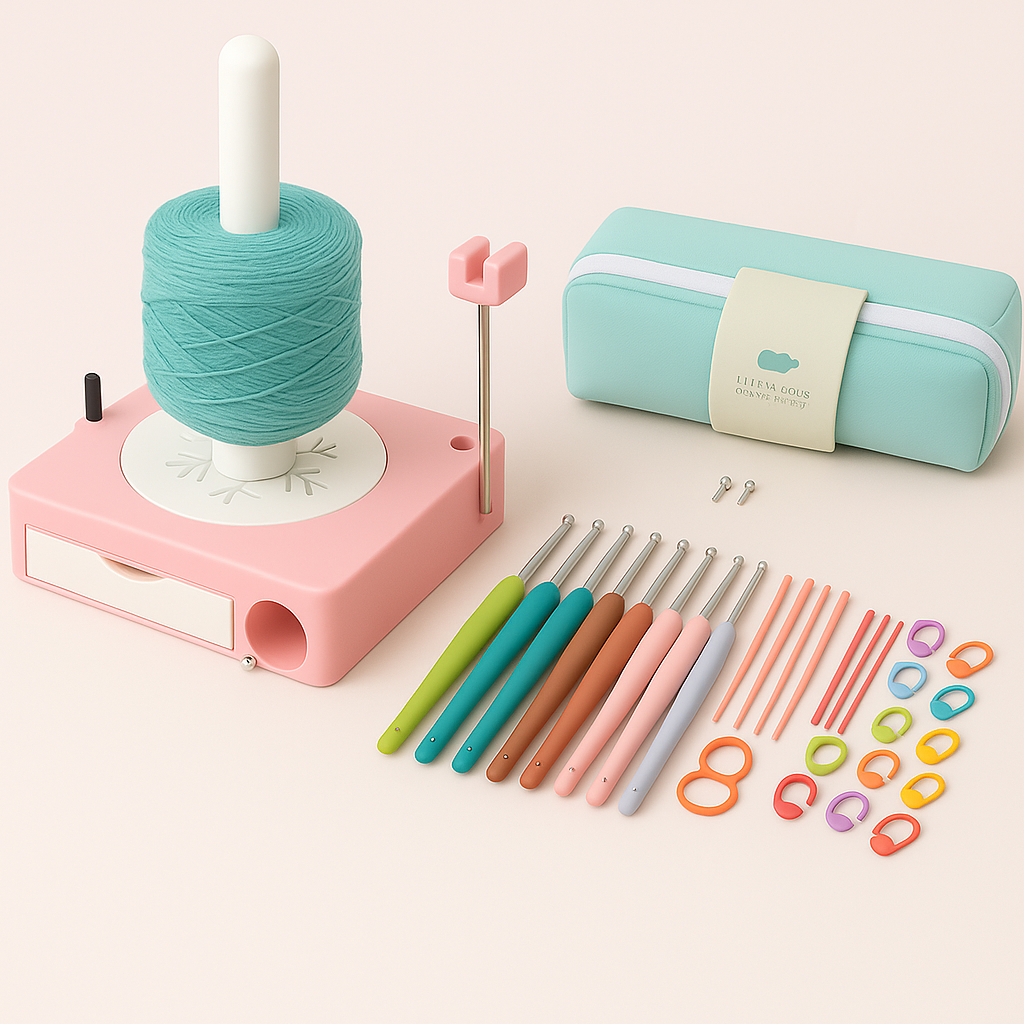 Crochet Caddy Organizer – Portable Yarn & Tool Tote with Removable Wrist Strap, Smooth Tension - 3DCrystalGifts