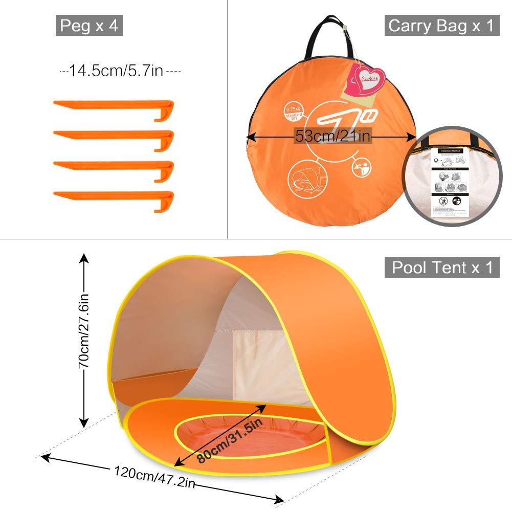 Baby Beach Tent with Mini Pool Pop-Up UV Sun Shelter UPF 50+, Removable Canopy & Carry Bag
