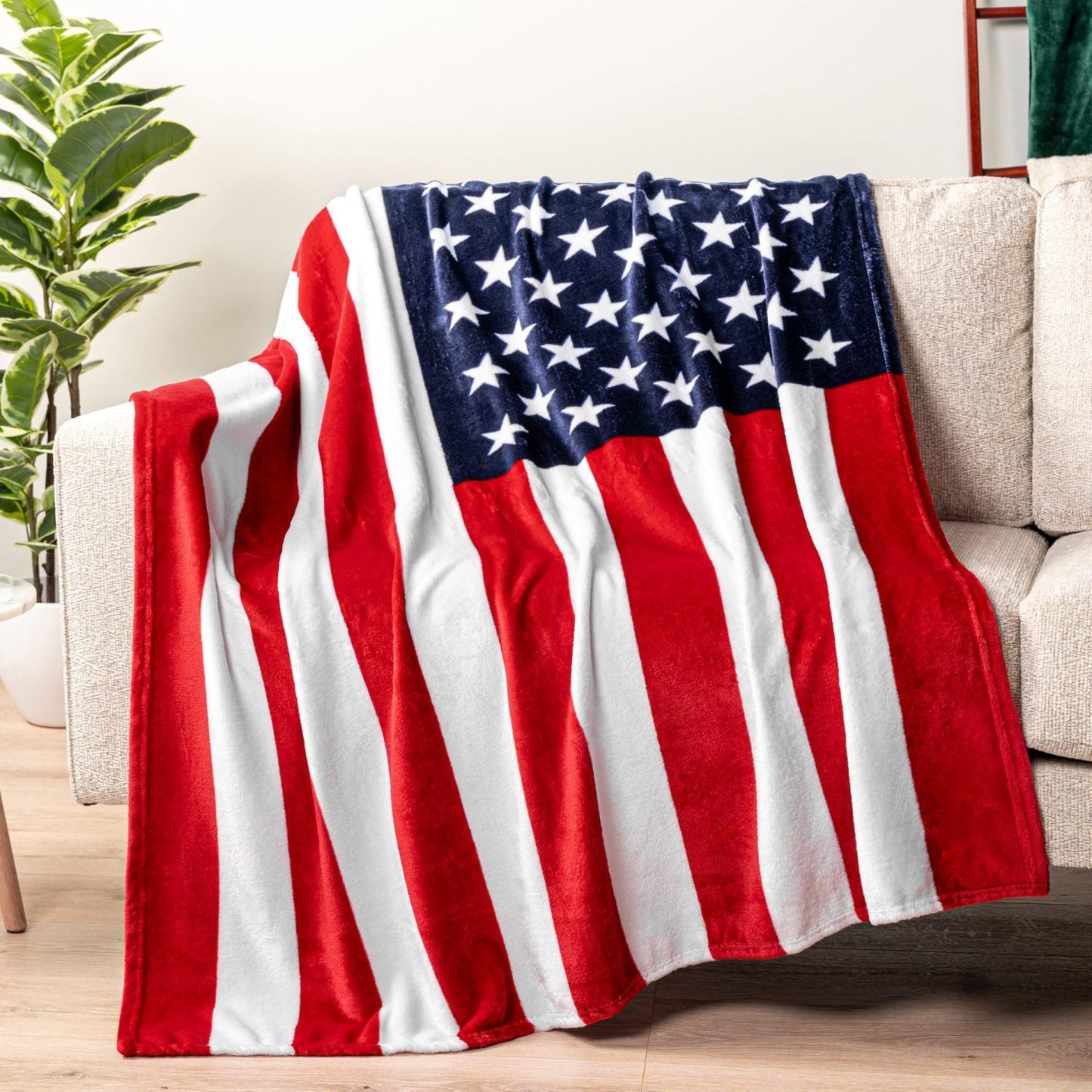 4th of July American Flag Baby Swaddle Blanket Soft Flannel Patriotic Stroller Cover or Nap Blanket
