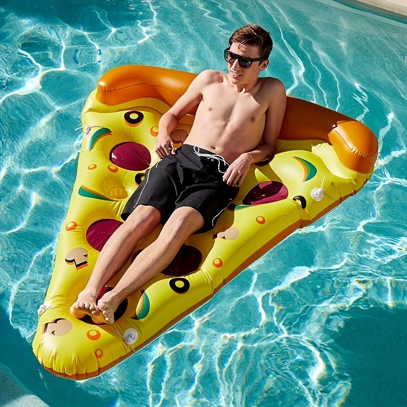 71" Giant Pizza Slice Pool Float Extra Large Inflatable Raft for Adults with Cup Holder Durable PVC Lounge Floatie for Pool & Beach Parties