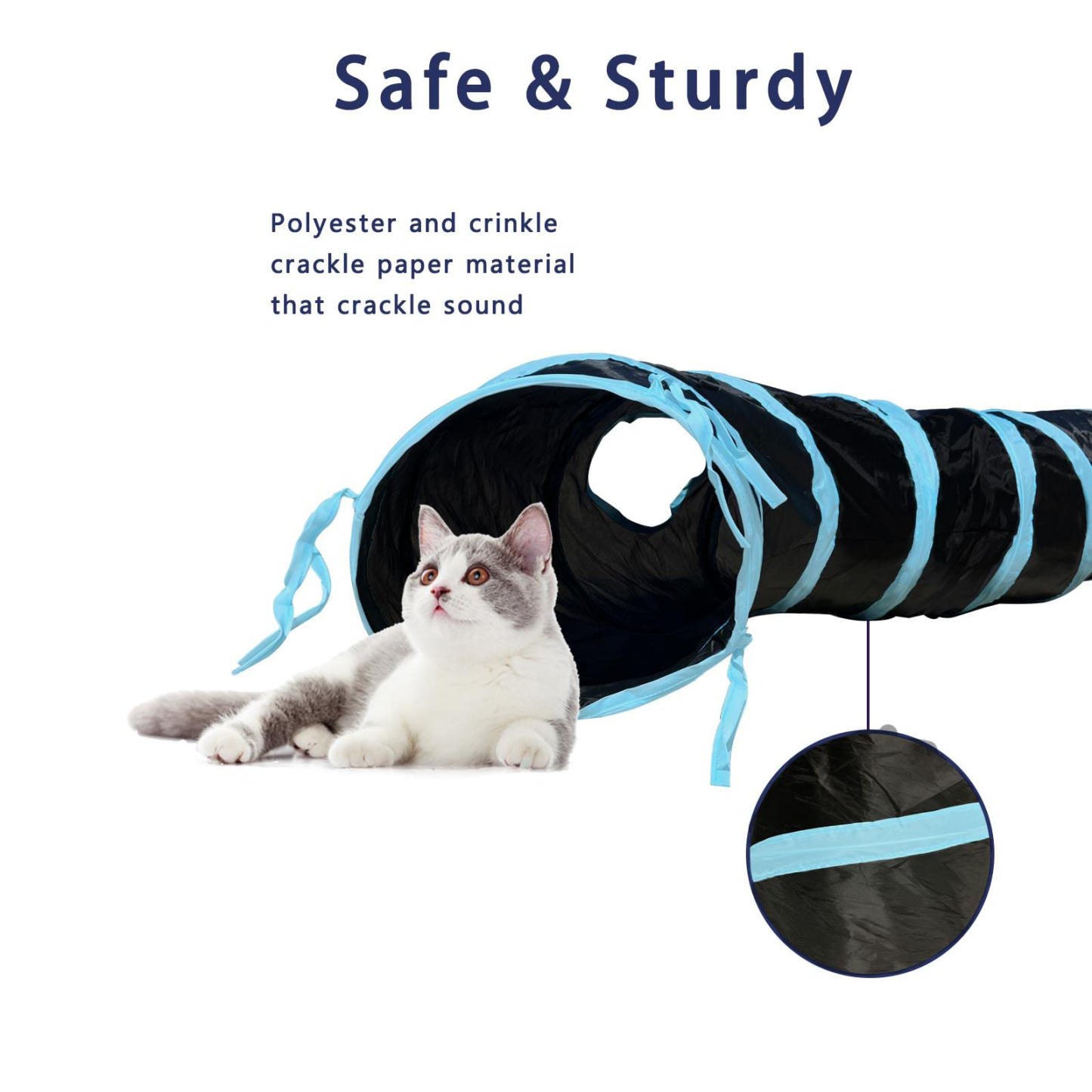Collapsible Cat Tunnel Toy for Indoor Cats – Pet Play Toy Tube with Ball & Peek Hole for Kittens, Puppies, Rabbits
