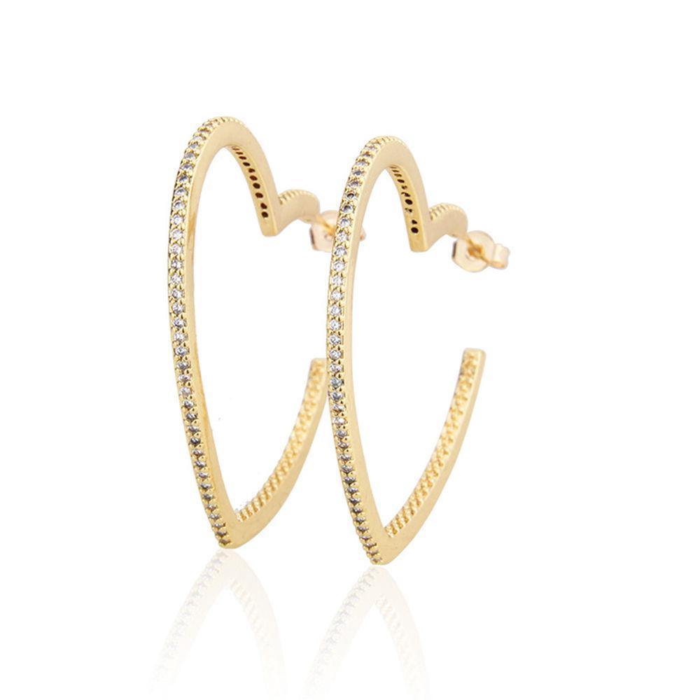 Earrings Heart Shape Copper Zircon - soufeelus