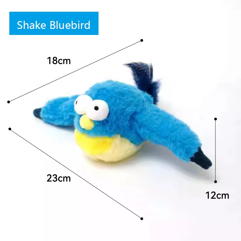 Interactive Flapping Bird Toy for Cats and Dogs – Motion-Activated with Realistic Sound, Bondi Blue Bird Design