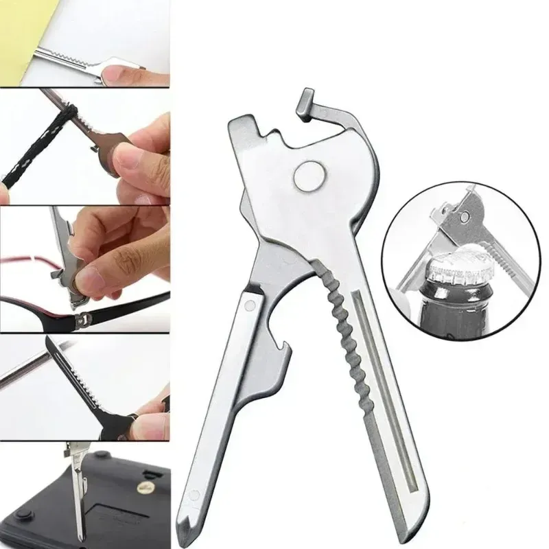 6-in-1 Multifunctional Key-Shaped Tool – Foldable Knife, Screwdriver, Bottle Opener, and Keychain EDC Tool for Camping, Hiking, Outdoor Use