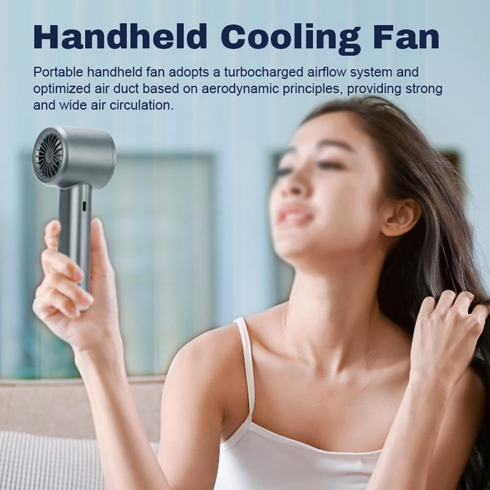 High-Speed Portable Handheld Fan with Digital Display Port 120 Speed Levels, Stepless Adjustment for Camping, Travel, and Home Office Use