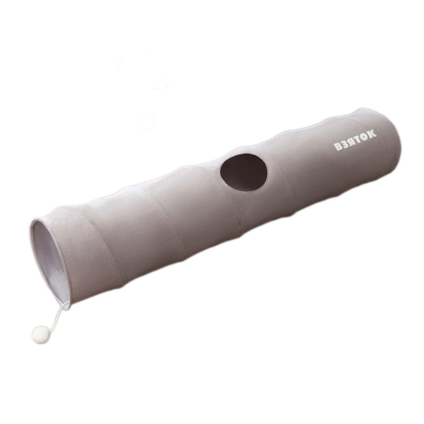 Cartoon Cat Tunnel Foldable Straight Tube Play Toy for Indoor Cats, Grey Polyester Pet Tunnel for Play & Storage Gift For Pet Lovers