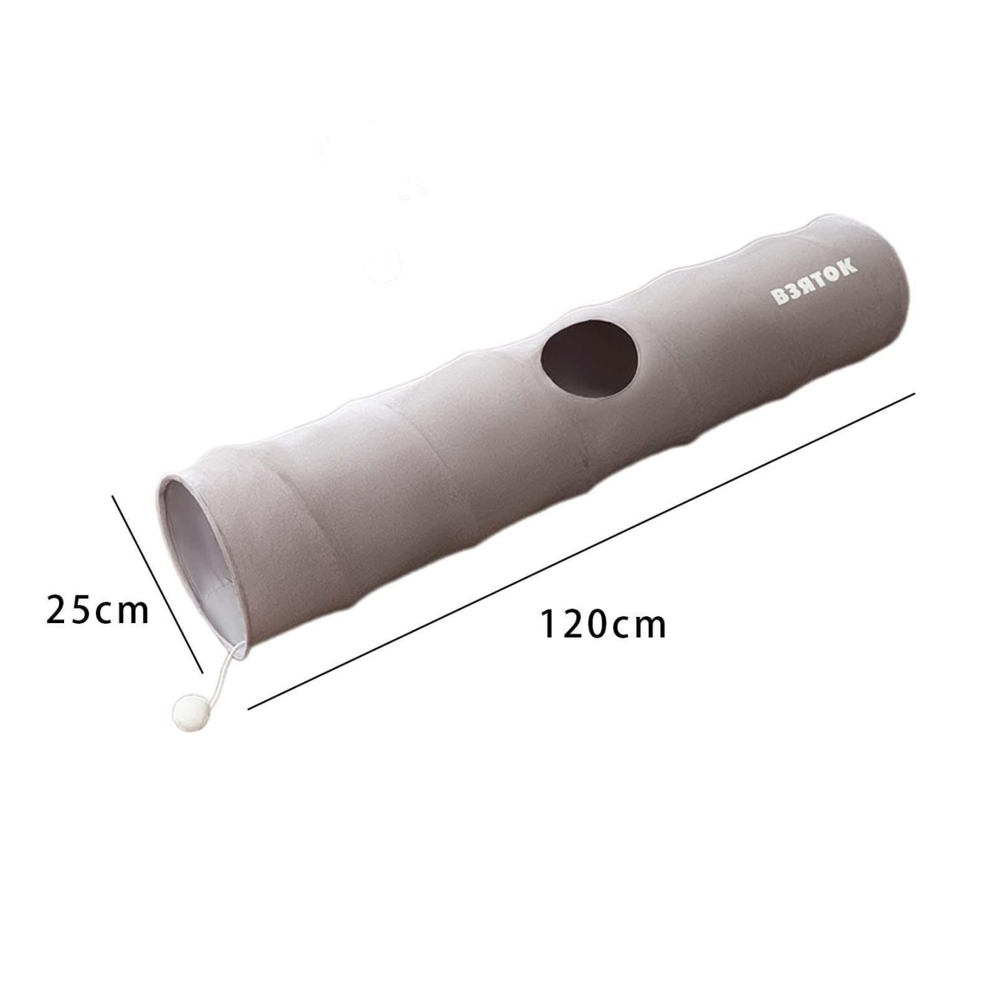 Cartoon Cat Tunnel Foldable Straight Tube Play Toy for Indoor Cats, Grey Polyester Pet Tunnel for Play & Storage Gift For Pet Lovers