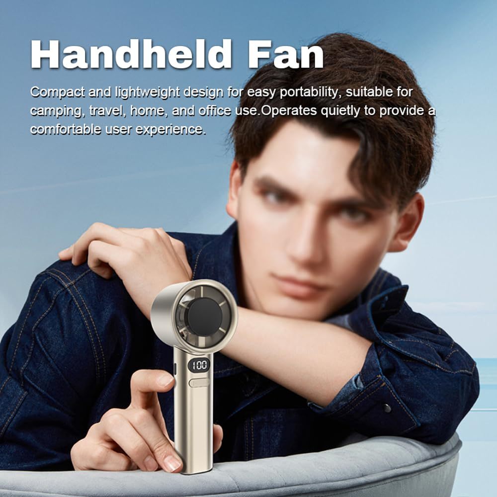 High-Speed Portable Handheld Fan with Digital Display Port 120 Speed Levels, Stepless Adjustment for Camping, Travel, and Home Office Use
