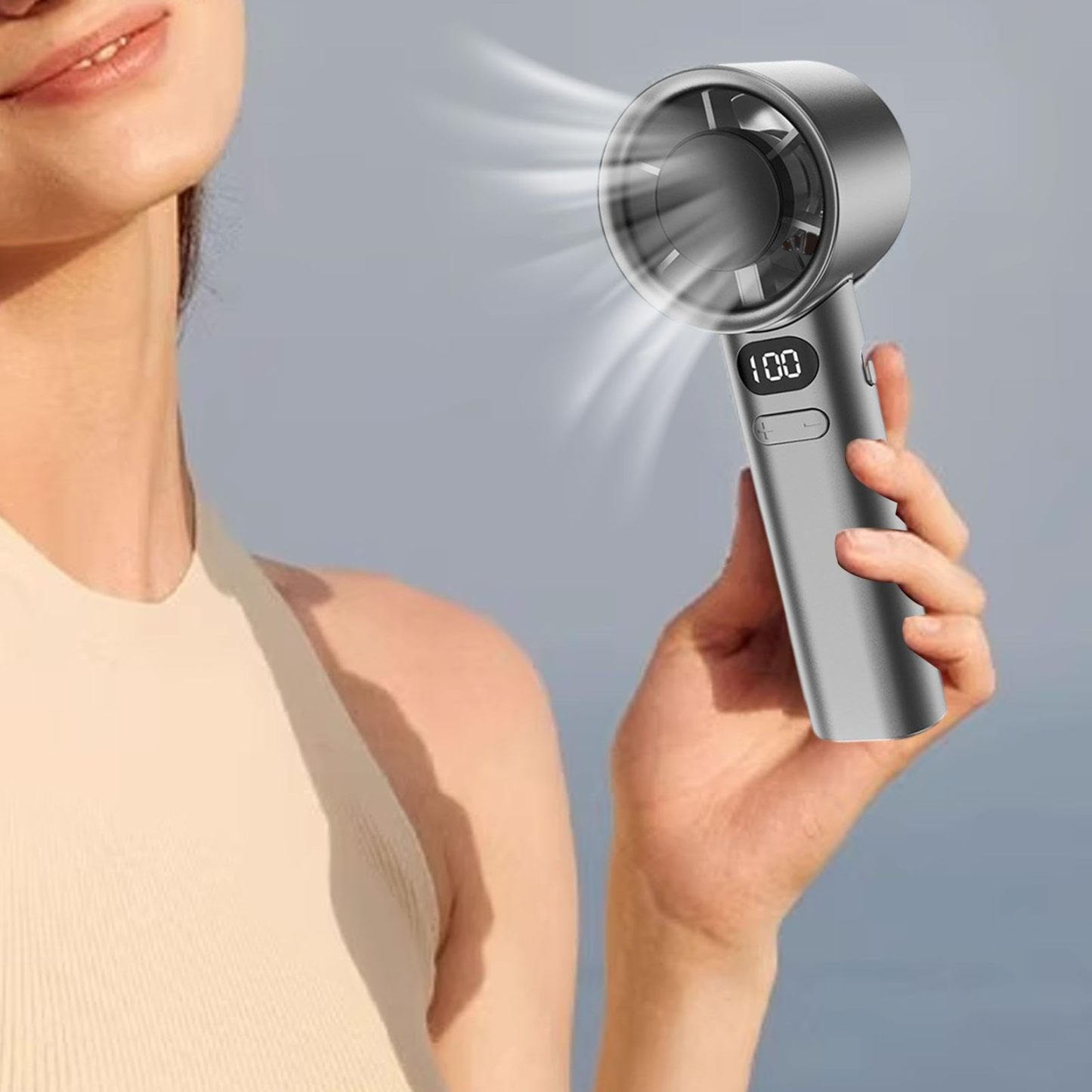 Turbo Cooling Handheld Fan Powerful Silent USB Desk Fan with Ice Chill Airflow, Portable Bladeless Mini Air Conditioner for Office & Travel