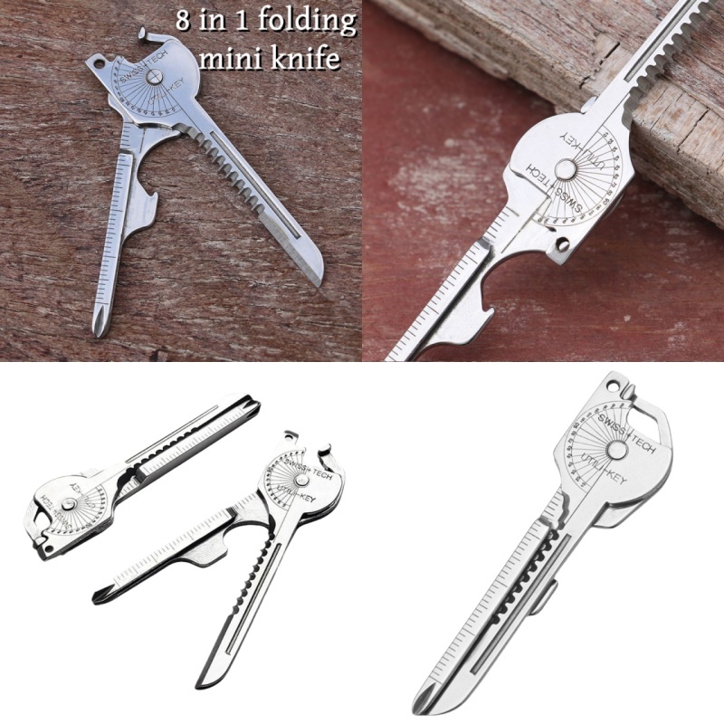 6-in-1 Multifunctional Key-Shaped Tool – Foldable Knife, Screwdriver, Bottle Opener, and Keychain EDC Tool for Camping, Hiking, Outdoor Use