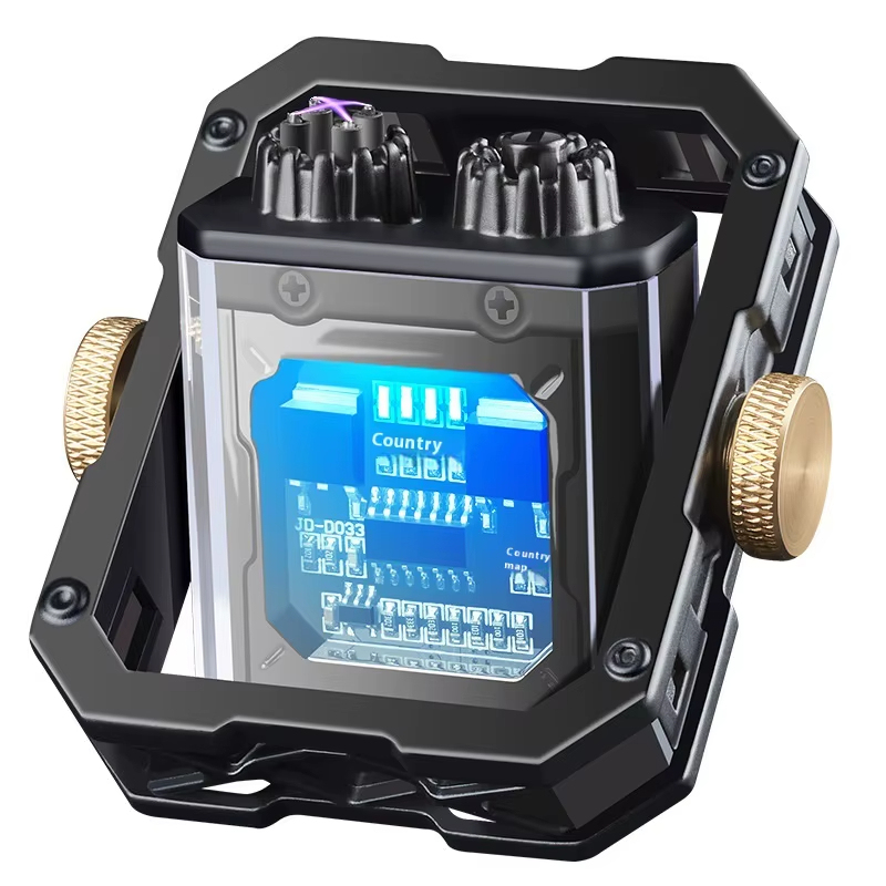 New Rotary Gyro USB Electric Arc Lighter – Rechargeable Windproof Lighter Toy in Gift Box, Multi-Color LED Fidget Spinner Design