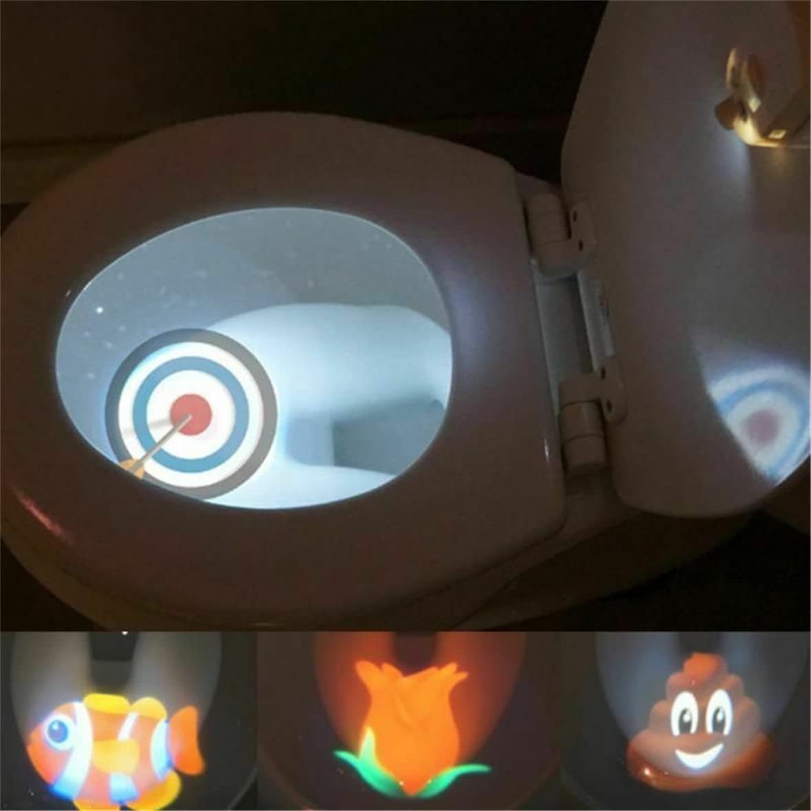 Toilet Projector Motion Sensor Toilet Target Light Fun Aiming Projector Night Light for Boys Training Projector with 4 Aiming Patterns