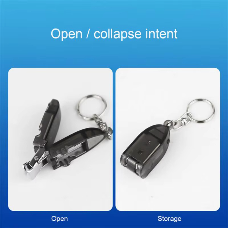 Mini Folding Nail Clippers Portable Stainless Steel Nail Trimmer with Keychain, Compact Manicure Tool for Fingernails & Nail Art