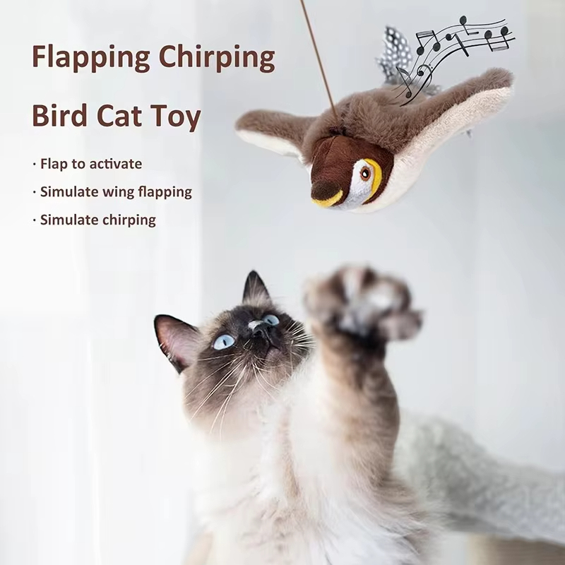 Interactive Flapping Bird Toy for Cats and Dogs | Motion-Activated with Realistic Sound,Lomi Zong Sparrow Design
