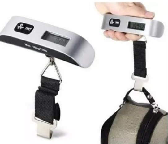 Portable Digital Hand Scale – Weighs Luggage, Fishing Gear & Bags Up to 50kg / 110lb with Hook, LCD Display & Tare Function