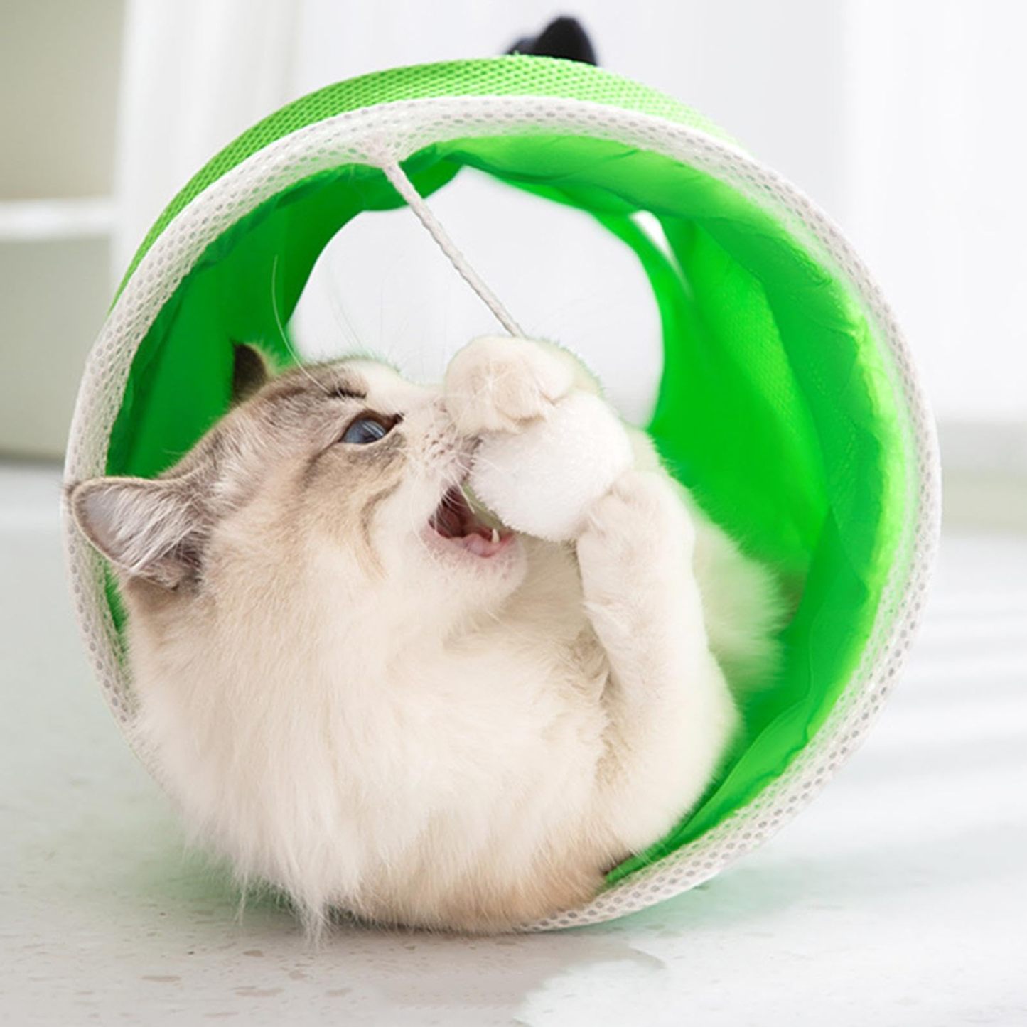 Cartoon Cat Tunnel Foldable Straight Tube Play Toy for Indoor Cats, Panda Bambu Style Polyester Pet Tunnel for Play & Storage Gift For Pet Lovers