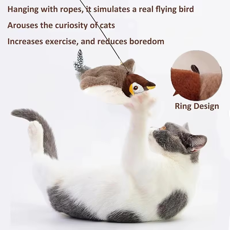 Interactive Flapping Bird Toy for Cats and Dogs | Motion-Activated with Realistic Sound,Lomi Zong Sparrow Design