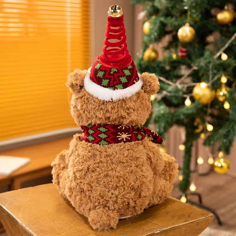 Christmas Teddy Bear Plush Toy with Singing & Voice Recording for Kids Adults Christmas Decorations, Birthday Gifts for Boys and Girls, Premium Plush Toy for Ages 1& Up Baby Toddlers, 15.5"