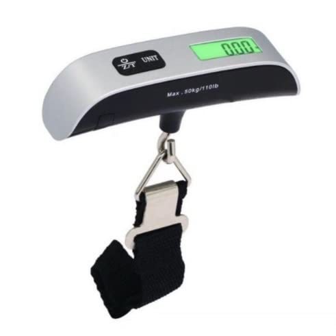 Portable Digital Hand Scale – Weighs Luggage, Fishing Gear & Bags Up to 50kg / 110lb with Hook, LCD Display & Tare Function