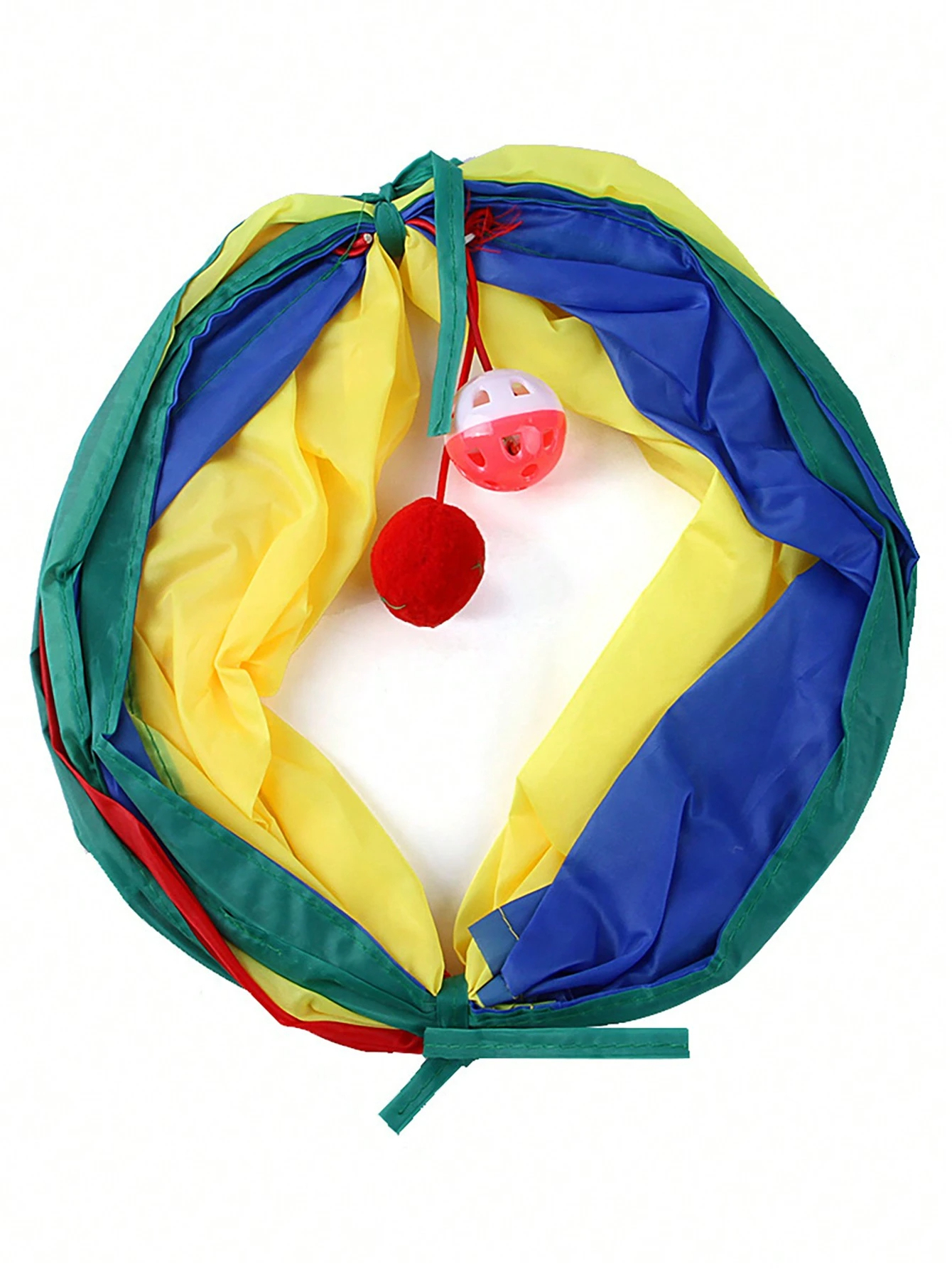 Rainbow Cat Tunnel Toy for Indoor Running Fun for Cats Foldable Play Tube with Peek Hole & Hanging Ball for Kittens, Puppies, and Rabbits