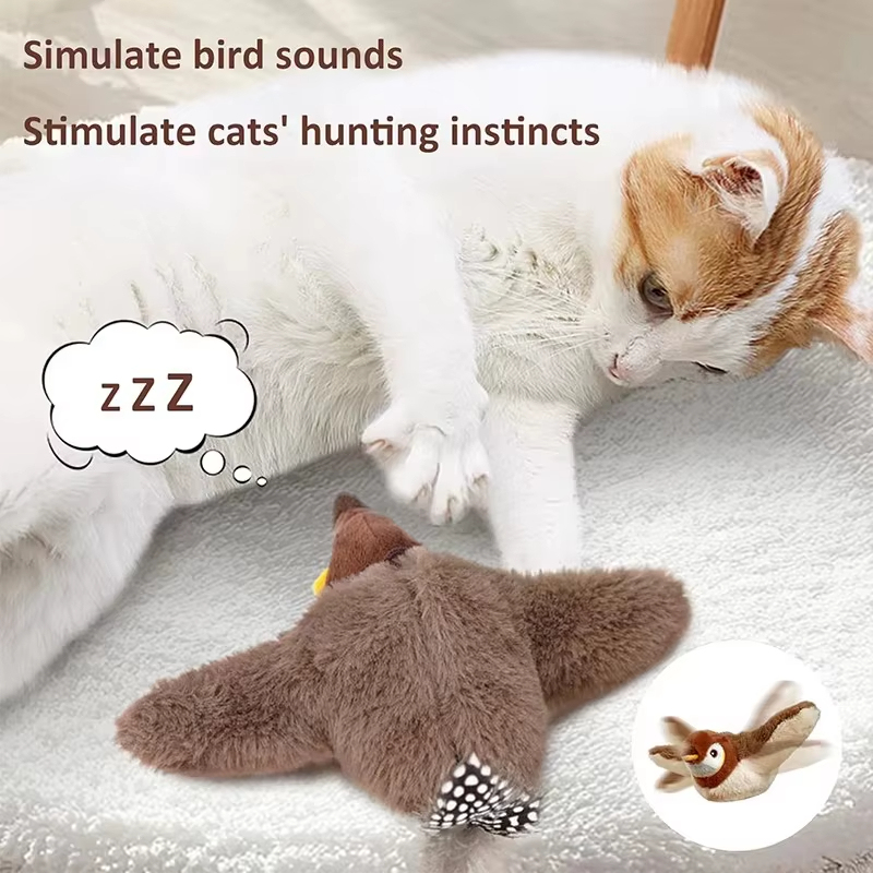 Interactive Flapping Bird Toy for Cats and Dogs | Motion-Activated with Realistic Sound,Lomi Zong Sparrow Design