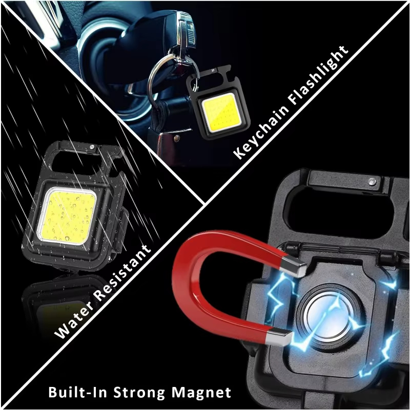 Multifunctional Mini Flashlight – 500 Lumens Keychain Light, USB Rechargeable, 4 Modes, Magnetic, Bottle Opener, Bracket for Hiking & Emergency Use