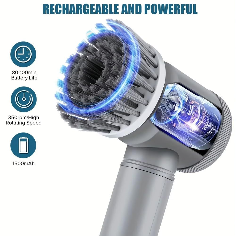 Cordless Electric Cleaning Brush | Handheld Power Scrubber for Bathroom, Kitchen, Tile, Bathtub, Sink, Shower & Grout | Motorized Household Cleaner