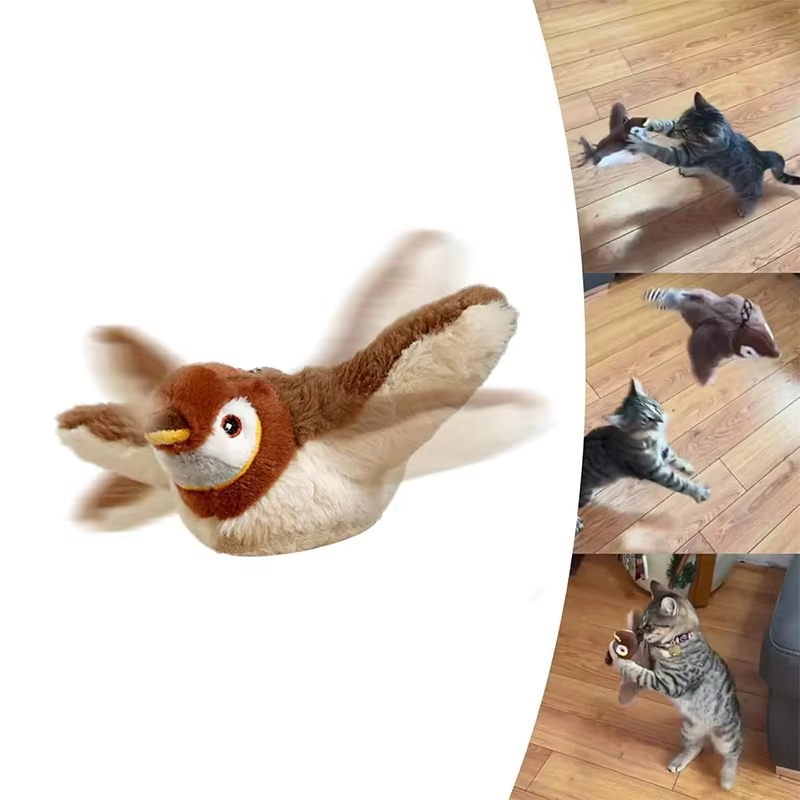 Interactive Flapping Bird Toy for Cats and Dogs | Motion-Activated with Realistic Sound,Lomi Zong Sparrow Design