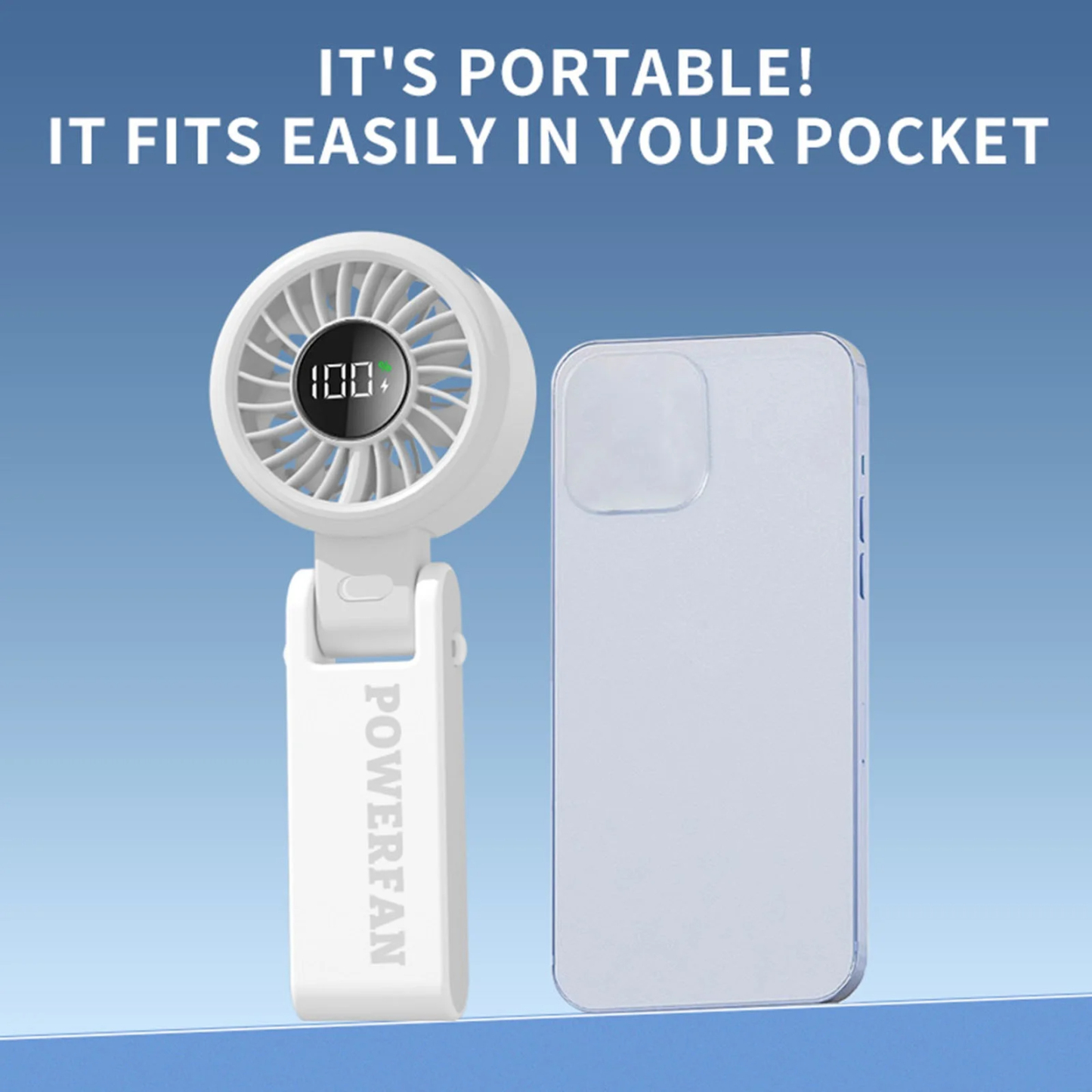 Portable USB Cooling Handheld Fan with Ice Pack Foldable Rechargeable Desk Fan, 3600mAh Long Battery Life, 199 Speeds 2.95×7.48in