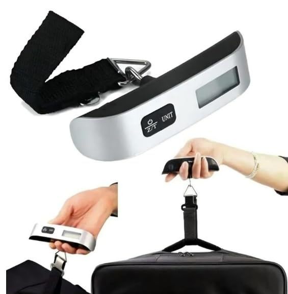 Portable Digital Hand Scale – Weighs Luggage, Fishing Gear & Bags Up to 50kg / 110lb with Hook, LCD Display & Tare Function