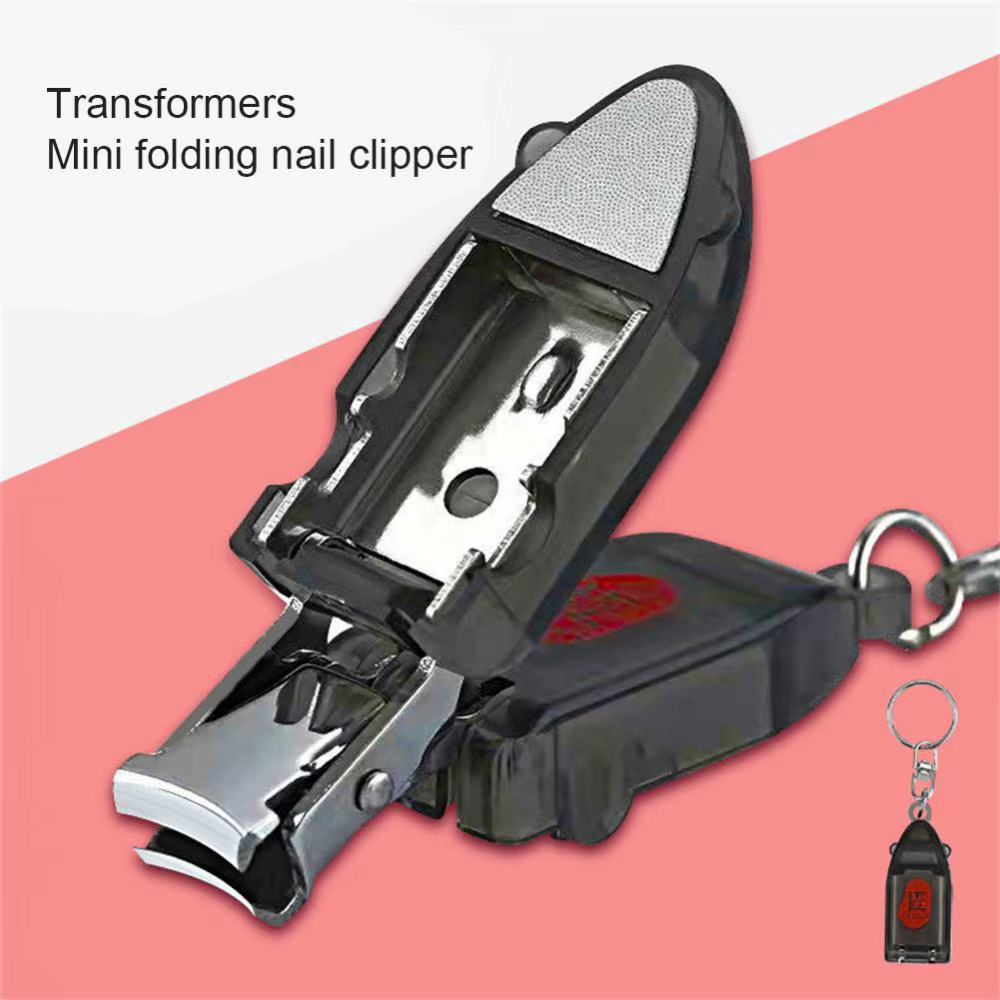 Mini Folding Nail Clippers Portable Stainless Steel Nail Trimmer with Keychain, Compact Manicure Tool for Fingernails & Nail Art