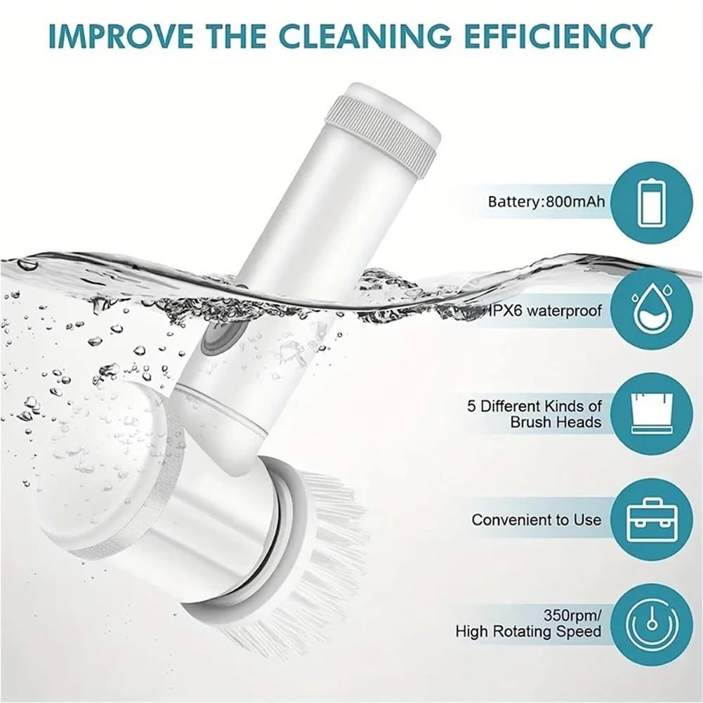 Cordless Electric Cleaning Brush | Handheld Power Scrubber for Bathroom, Kitchen, Tile, Bathtub, Sink, Shower & Grout | Motorized Household Cleaner