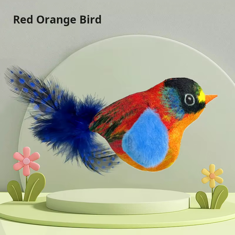 Interactive Plush Bird Cat Toy Hanging Electric Cat Teaser with Realistic Bird Sound for Indoor Play