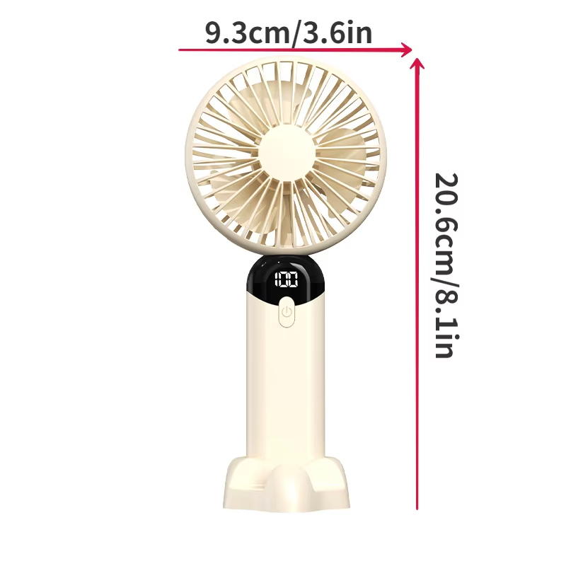 Rechargeable Mini Handheld Fan Quiet USB Desk Fan with Battery Display, Long Battery Life, Portable for Outdoor Use 8.1×3.7×2.6in