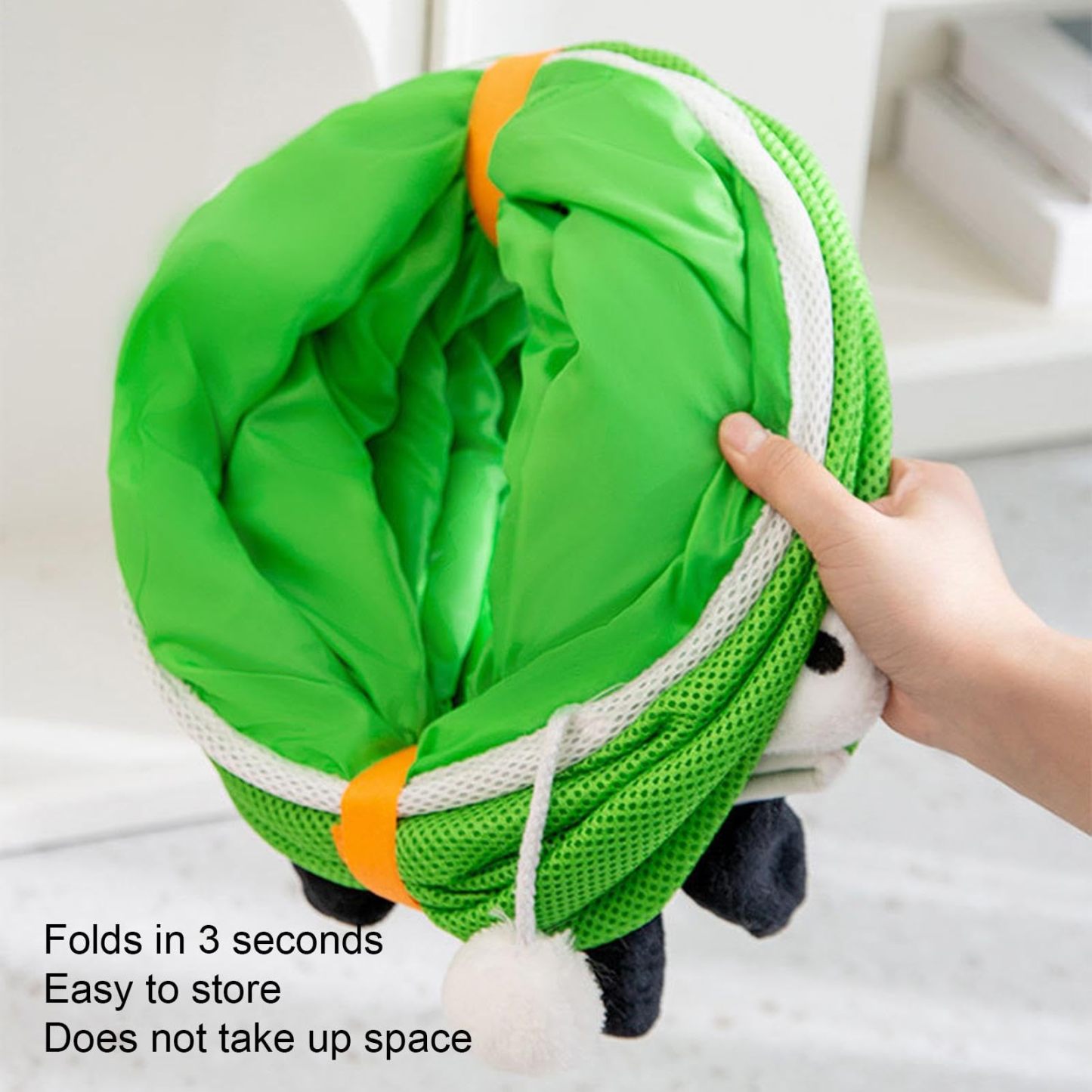 Cartoon Cat Tunnel Foldable Straight Tube Play Toy for Indoor Cats, Panda Bambu Style Polyester Pet Tunnel for Play & Storage Gift For Pet Lovers