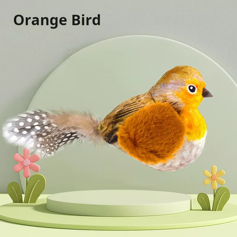 Interactive Plush Bird Cat Toy Hanging Electric Cat Teaser with Realistic Bird Sound for Indoor Play