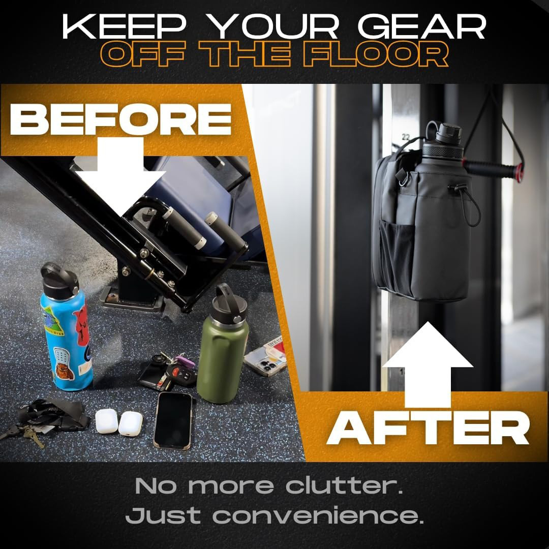 Magnetic Gym Water Bottle Holder Portable Large-Capacity Storage Bag for Bottle & Gear, Strong Magnet, Fitness Accessories Organizer