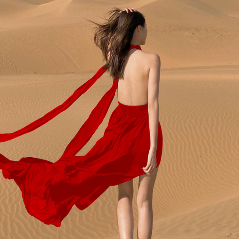 Women's Red V Neck Backless Maxi Dress Sleeveless Split Thigh Long Dress for Burning Man Festival or Summer Party